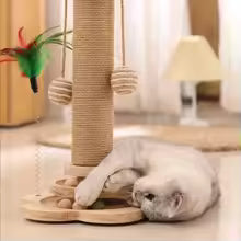 Durable Cat Scratching Board Sisal Scratching Board Funny Baseball Turntable Toy Pole Cat Climbing Frame Pet Household Items