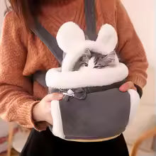 Pet Carrier Bag Cat Dogs Plush Backpack Outdoor Travel Walking Winter Warm Nest Kitten Puppy Hanging Chest Portable Carriers